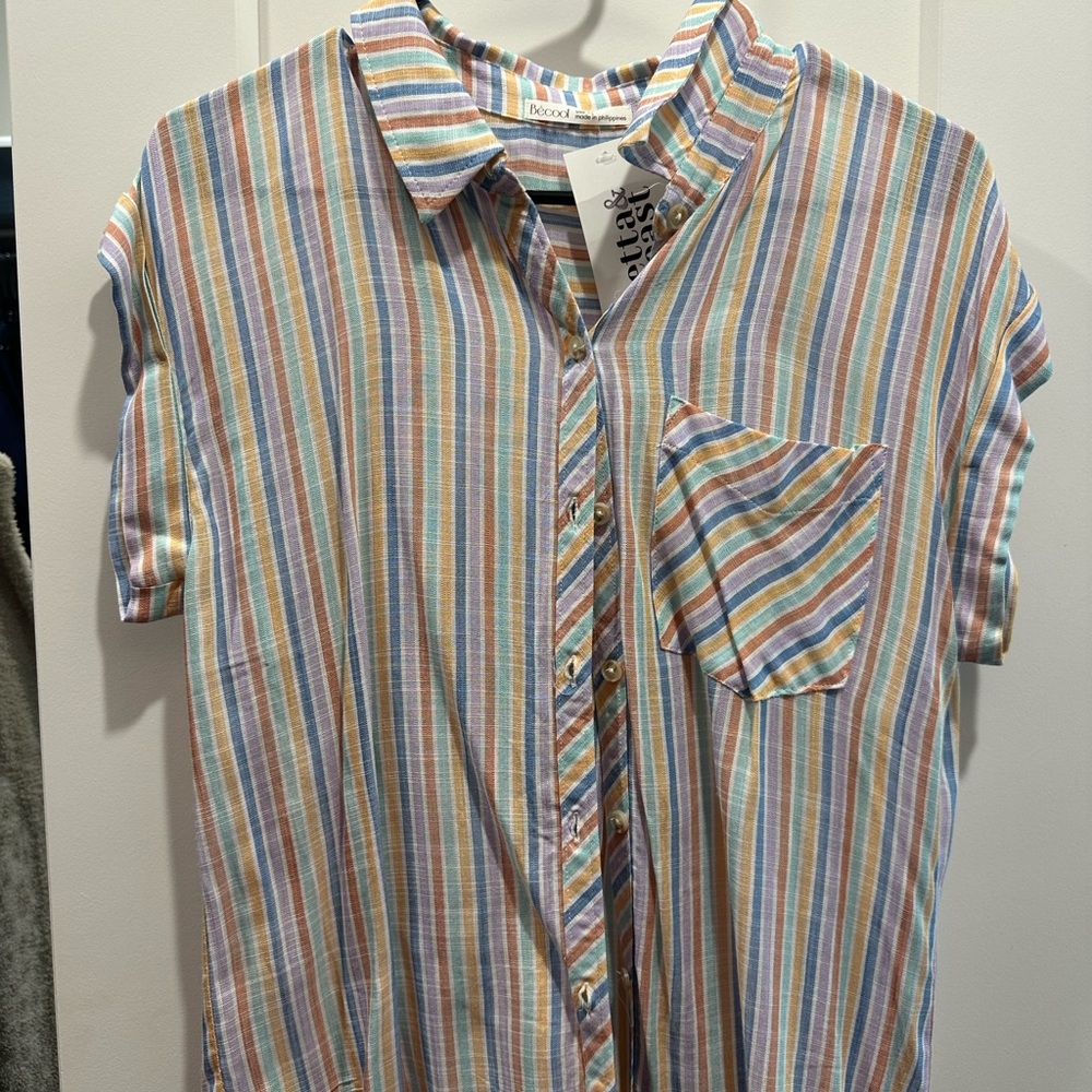 Colorful Striped Button-Up Shirt
